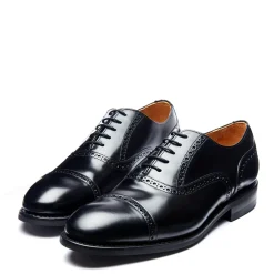 NPS Solovair Black Hi-Shine 5 Eye Oxford Semi-Brogue Shoe- Oxford Shoes|Logger Boots