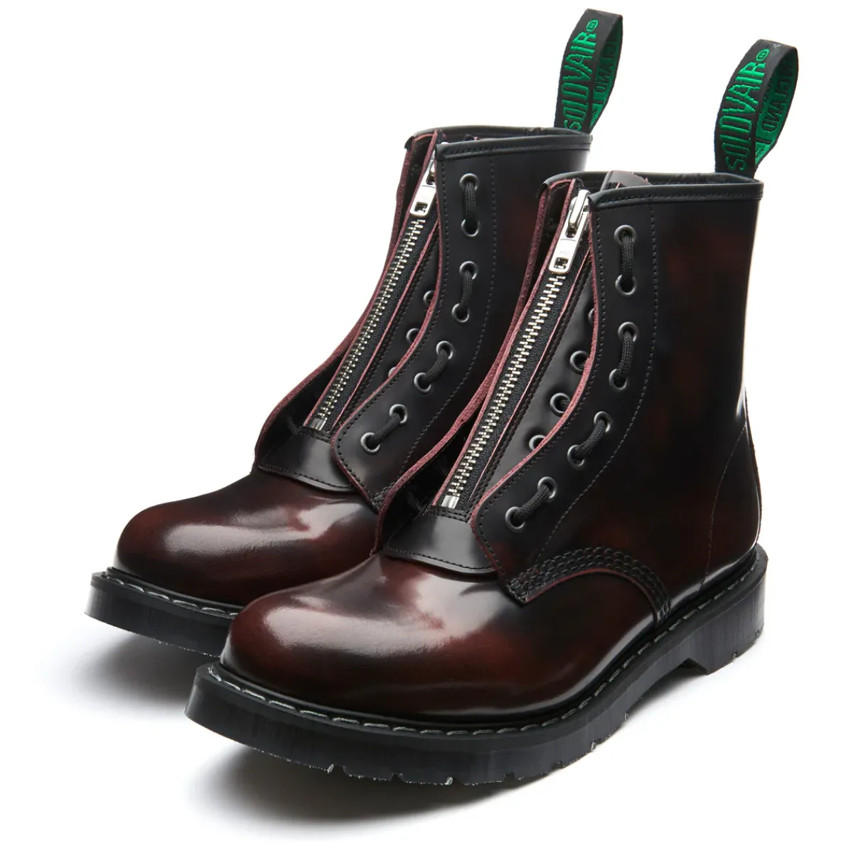 NPS Solovair Burgundy Rub-Off 8 Eye Derby Boot & Zip Guard- Bundles|Logger Boots